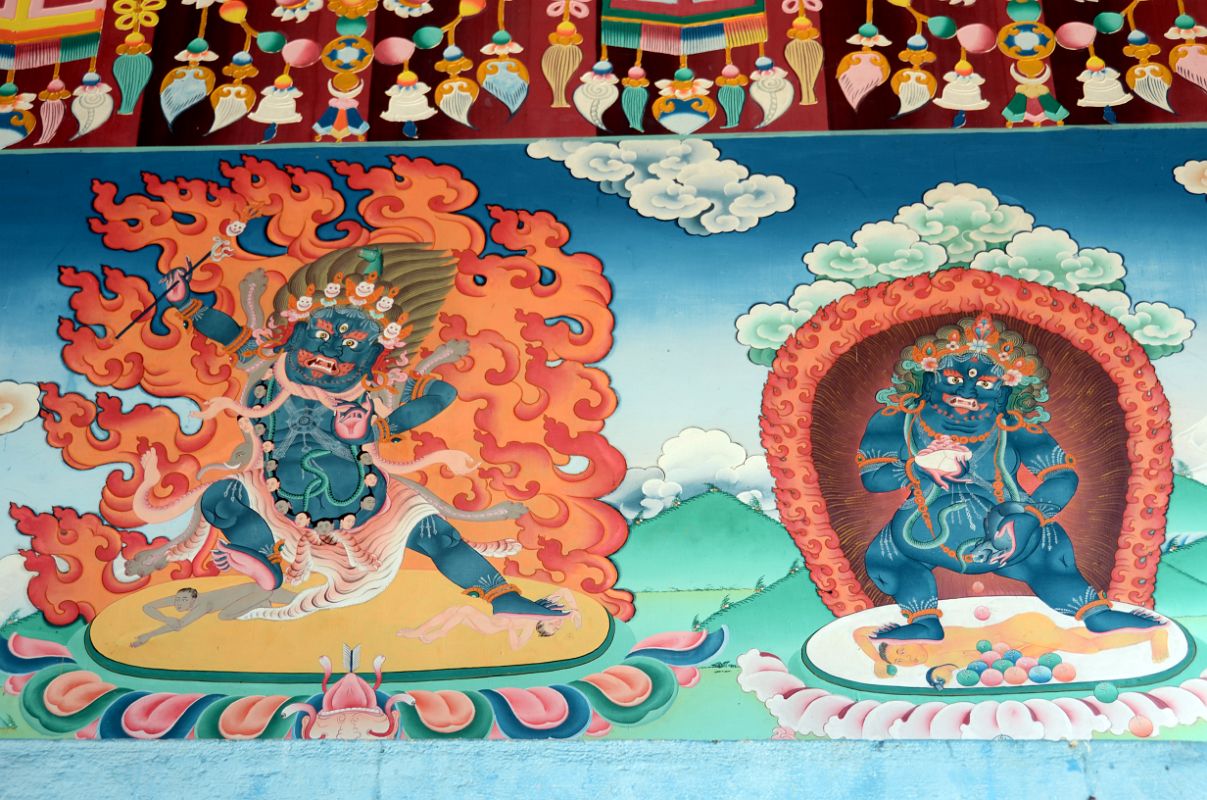 Pokhara Karma Dubgyu Chokhorling Monastery 12 Black Hayagriva and Black Jambhala Painting In The Main Prayer Hall 